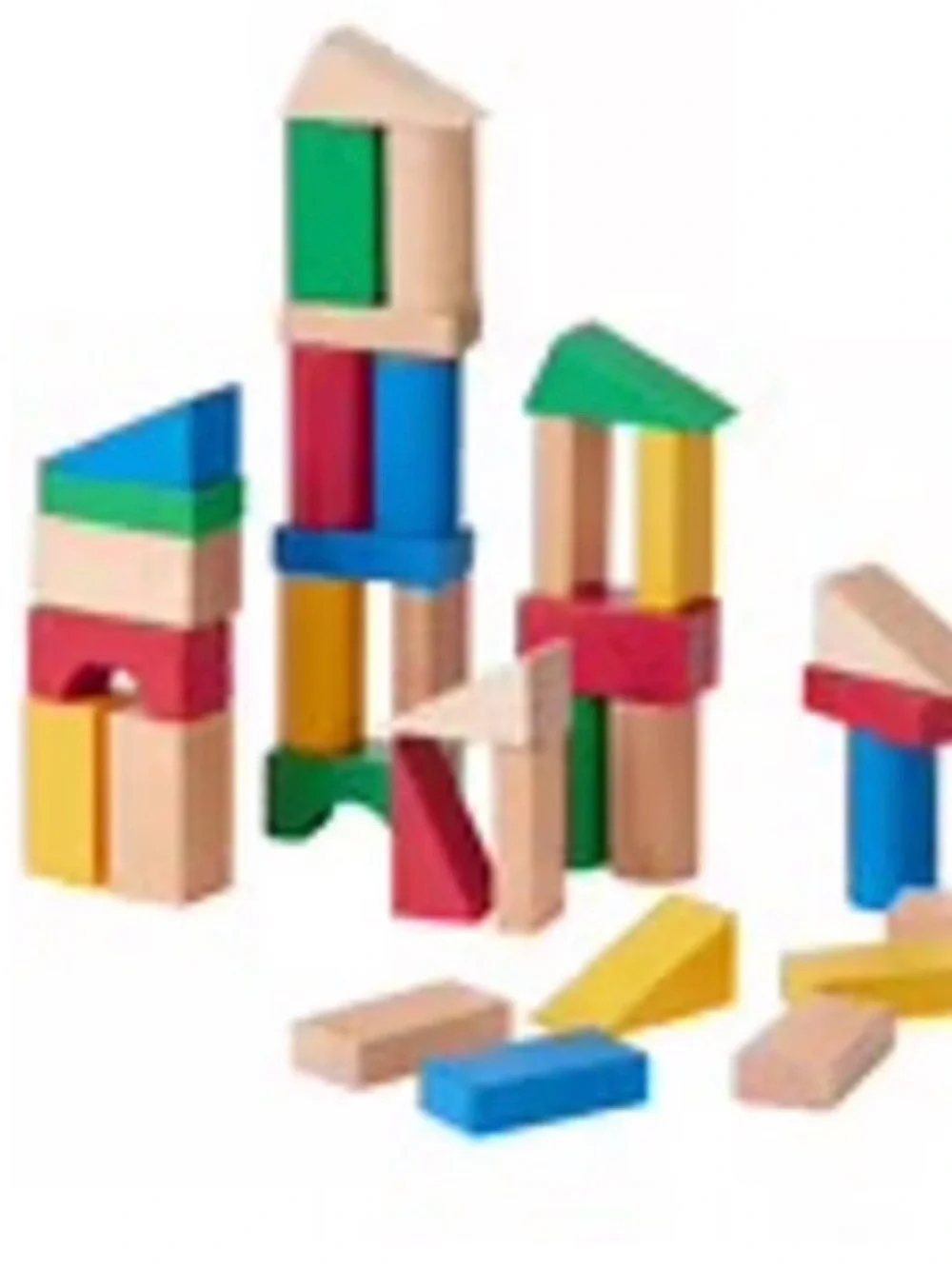 IKEA Colorful Wooden Building Blocks Set - Red, Blue, Green, Yellow, Natural